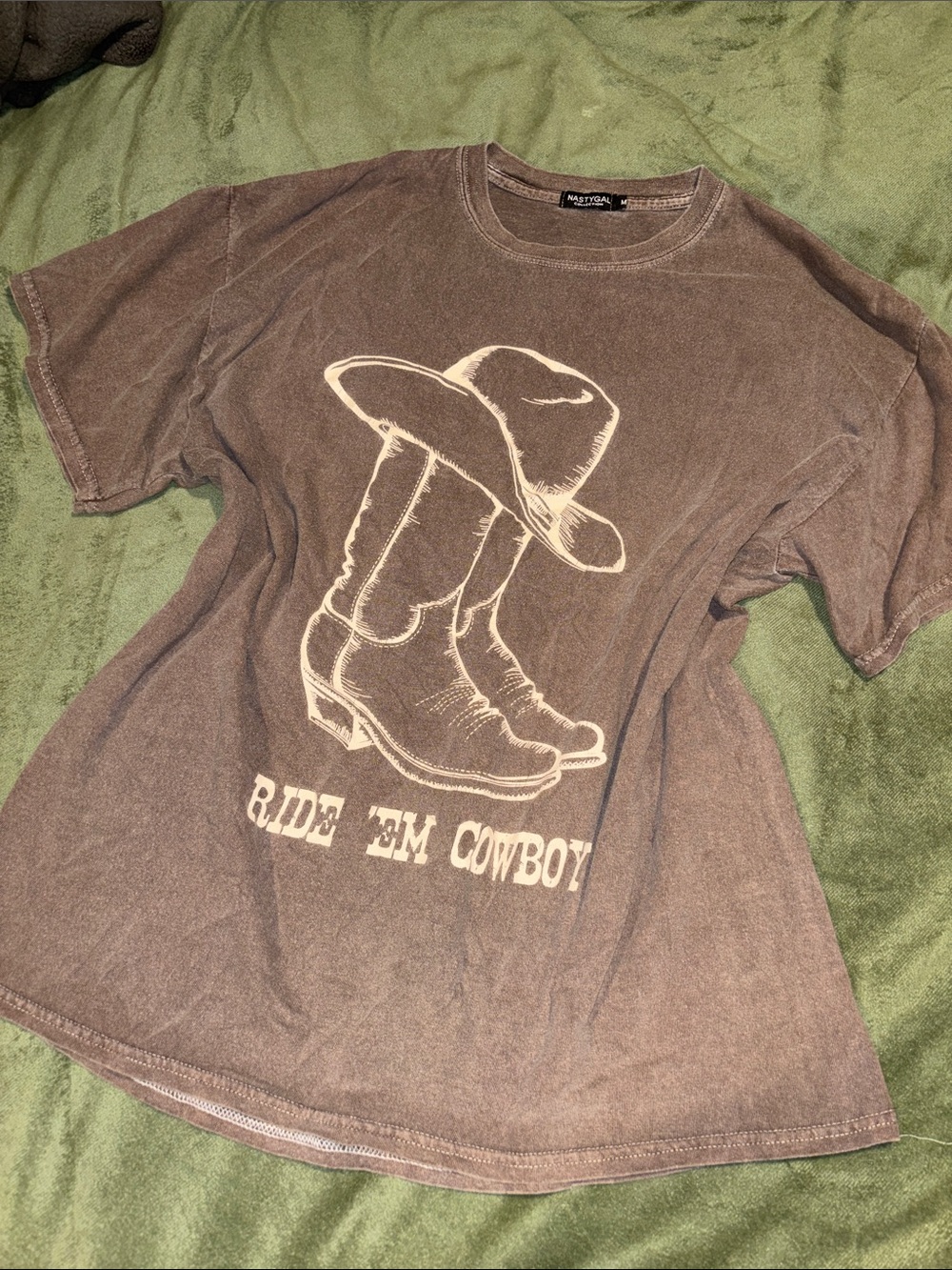 nastygal Ride 'Em Cowboy Graphic oversized Tee - Brown